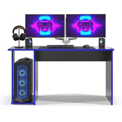 Imagem de Mesa Gamer Escrivaninha para Computador Pc Notebook Estudo e Trabalho Preto/Azul