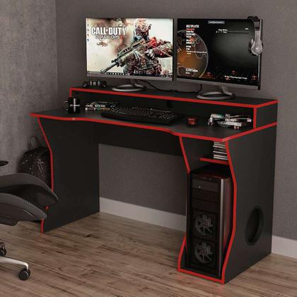 Mesa Gamer Fremont Preta e Vermelha - Politorno Imagem de Mesa Gamer Fremont Preta e Vermelha