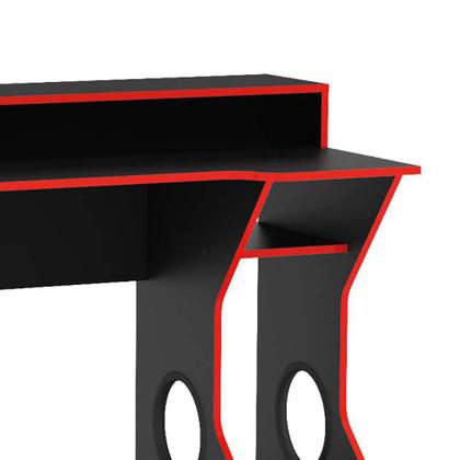 Mesa Gamer Fremont Preta e Vermelha - Politorno Imagem de Mesa Gamer Fremont Preta e Vermelha