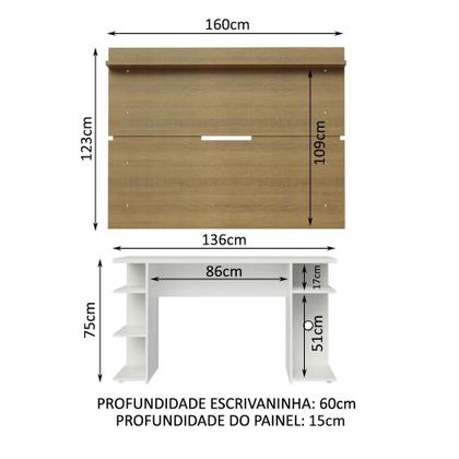 Imagem de Mesa Gamer Madesa e Painel para até 65 Polegadas Branco