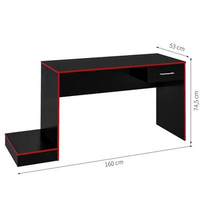 Imagem de Mesa Gamer Player One Preta e Vermelha