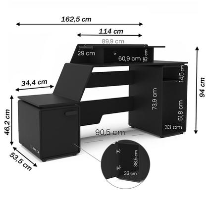 Imagem de Mesa Gamer Space Two 1 Porta 2 Prateleiras Preto/Branco - Politorno