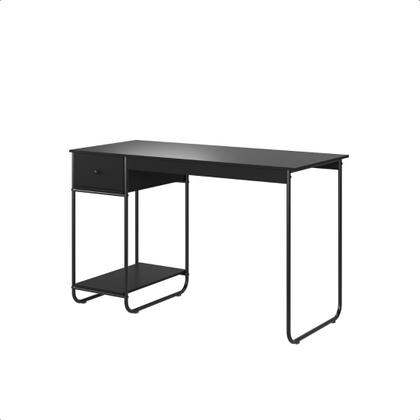 Imagem de Mesa Home Office em Aço 125 x 55 cm com Gaveta Criare Preto