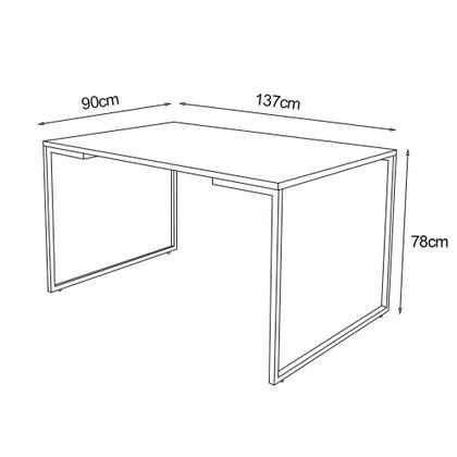 Imagem de Mesa Industrial Base Ferro Branco Tampo 137x90 Amêndoa 4 Cadeiras Eames Madeira Assento Vermelho