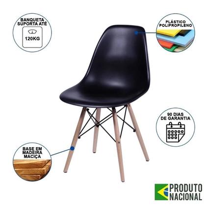 Imagem de Mesa Industrial Base Ferro Cobre Tampo 137x90 Amêndoa 4 Cadeiras Eames Madeira Assento Preto