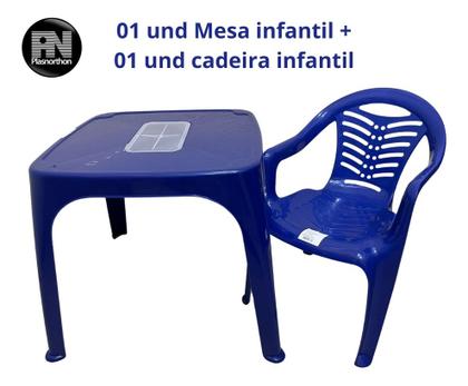 Imagem de Mesa Infantil Azul + 01 Cadeira Infantil Plasnorthon Kit
