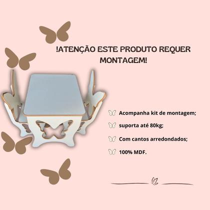 Imagem de Mesa Infantil Borboleta com duas cadeiras em mdf