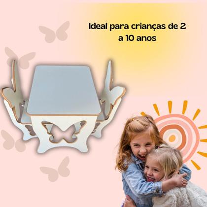 Imagem de Mesa Infantil Borboleta com duas cadeiras em mdf