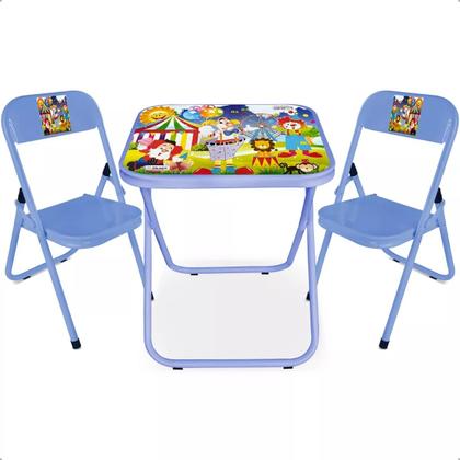 Imagem de Mesa Infantil Com 4 Cadeiras Dobrável Aço Didático 1 Un