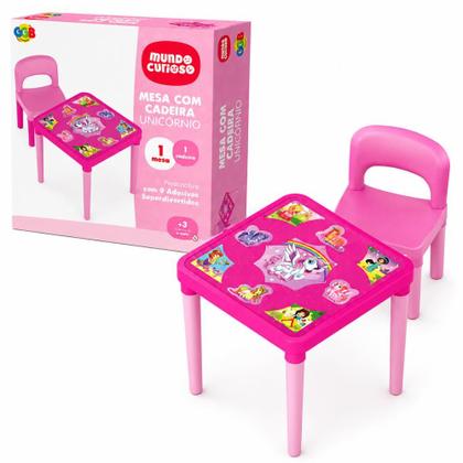 Imagem de Mesa Infantil com Cadeira de Unicórnio para Atividades e Leitura