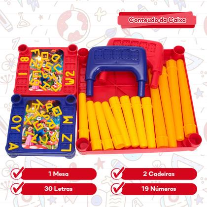 Imagem de Mesa Infantil Com Cadeira Educativa Super Mario Colorida