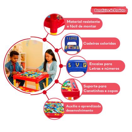 Imagem de Mesa Infantil Com Cadeira Educativa Super Mario Colorida