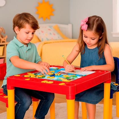 Imagem de Mesa Infantil Com Cadeira Educativa Super Mario Colorida