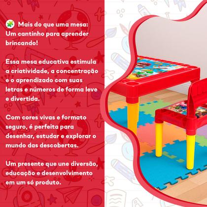 Imagem de Mesa Infantil Com Cadeira Educativa Super Mario Colorida