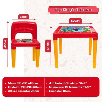 Imagem de Mesa Infantil Com Cadeira Educativa Super Mario Colorida