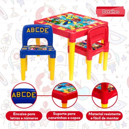 Imagem de Mesa Infantil Com Cadeira Educativa Super Mario Colorida