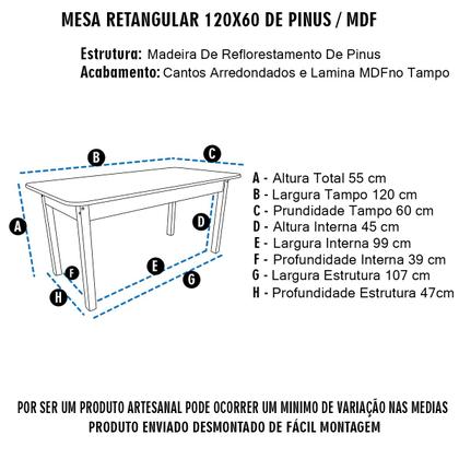 Imagem de Mesa Infantil De Madeira Retangular 120x60 Com 2 Cadeiras Escolar Mesinha Atividades Criança Brincar Educativa Reforçada Didática Menino Menina