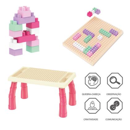 Imagem de Mesa Infantil Educativa Com Blocos de Montar MC927R  Mega Compras