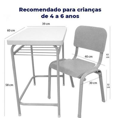 Imagem de Mesa Infantil Escolar Com Cadeira WP Kids Reforçadas Lg Flex Verde