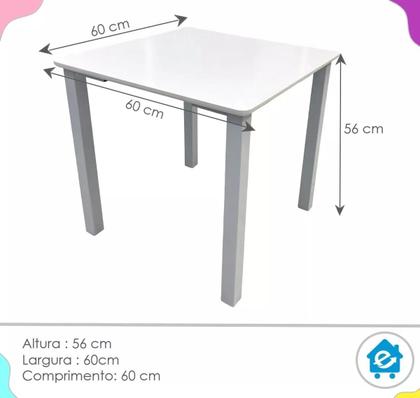 Imagem de Mesa Infantil Estudos Atividades Escolas Creche Brinquedoteca 60x60 Branco