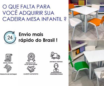 Imagem de Mesa Infantil Estudos Atividades Escolas Creche Brinquedoteca 60x60 Branco