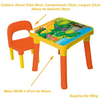 Imagem de Mesa Infantil Mesinha Criança Didática Dinossauro C/ Cadeira