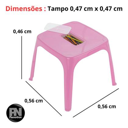 Imagem de Mesa Infantil Rosa + 02 Cadeira Infantil Plasnorthon Kit