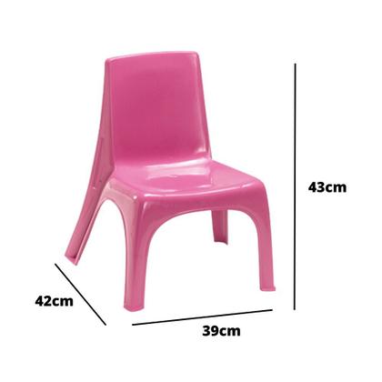 Imagem de Mesa Infantil Rosa + 2 Cadeiras de Plástico Reforçado