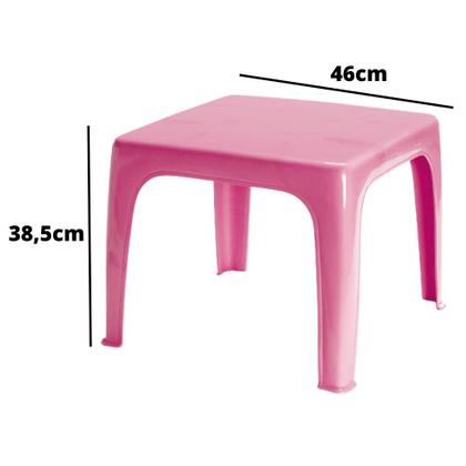 Imagem de Mesa Infantil Rosa + 2 Cadeiras de Plástico Reforçado