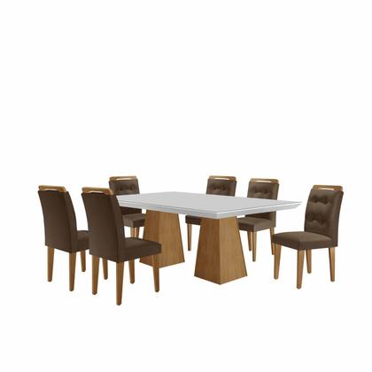 Imagem de Mesa Inovare 180 Tp Mdf Vidro/canto Reto com 6 Cadeiras Valentina