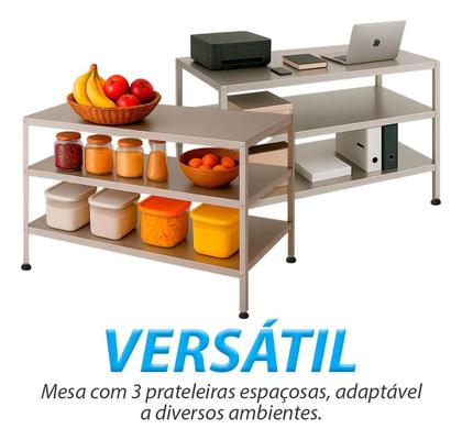 Imagem de Mesa Inox 3 Prateleiras Industrial Cozinha Bancada Aço
