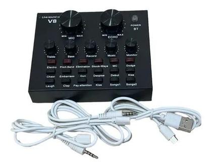 Imagem de Mesa Interface De Som V8 Live Dj Podcast Pc Celular P2 E P10