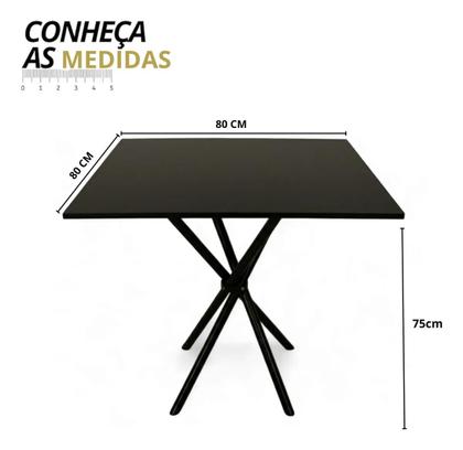 Imagem de Mesa Jantar 80cm Quadrada Base Italy Metálica Escrivaninha Sala Estar Cozinha Tampo Mdp