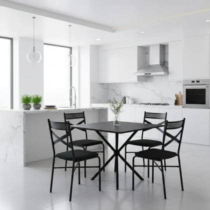Imagem de Mesa Jantar 80cm Quadrada Base Italy Metálica Escrivaninha Sala Estar Cozinha Tampo Mdp