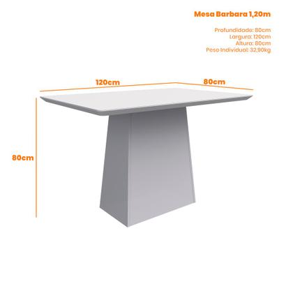 Imagem de Mesa Jantar Bárbara Off White 120x80 para 4 Cadeiras N Ceval