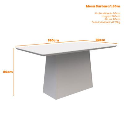 Imagem de Mesa Jantar Bárbara Off White 160x90 para 6 Cadeiras N Ceval