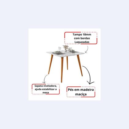 Imagem de Mesa Jantar Cozinha 4 Lugares Dubai Pés Retro Cores