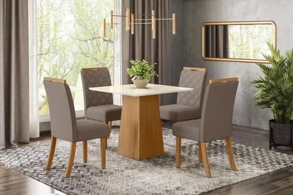 Imagem de Mesa Jantar Dora 90 4 Cadeiras Bella Marrom Amendoa - Henn