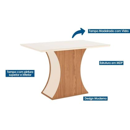 Imagem de Mesa Jantar Henn Luiza 120+4Cad Bella Nature/Amêndoa