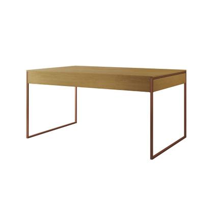 Imagem de Mesa Jantar Industrial Filadélfia Canela 137x90cm Base Cobre com 4 Poltronas Brancas Eames Eiffel Ma