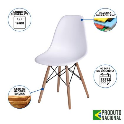 Imagem de Mesa Jantar Industrial Quadrada 90cm Amêndoa Base V Dourada com 4 Cadeiras Eames Eiffel Madeira Bran