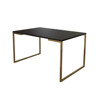 Imagem de Mesa Jantar Industrial Retangular 137x90cm Preta Base Dourada com 4 Cadeiras Eames Eiffel Madeira Pr