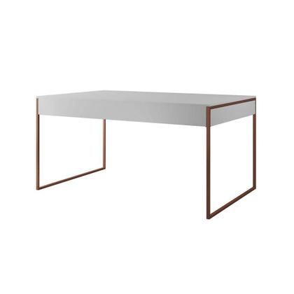 Imagem de Mesa Jantar Industrial Retangular Branca 137X90Cm Com 4 Cadeiras Brancas Base Cobre Cor: Branco