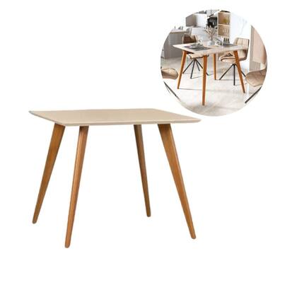 Imagem de Mesa jantar Juliana Quadrada 90x90 Mdf Base Vazada Pés Madeira