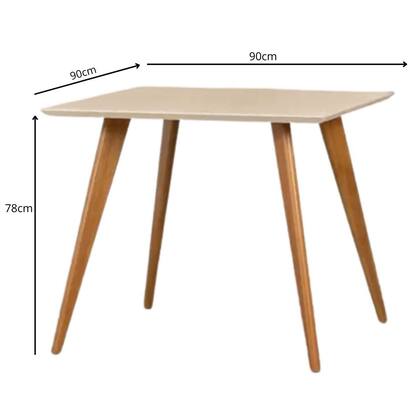 Imagem de Mesa jantar Juliana Quadrada 90x90 Mdf Base Vazada Pés Madeira