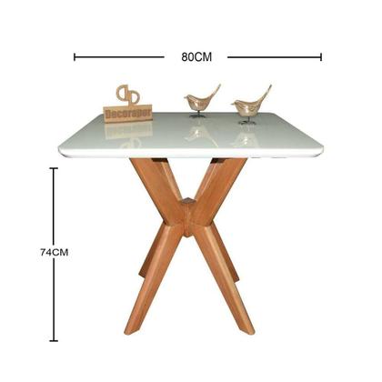 Imagem de Mesa Jantar Pandora Tampo Quadrado Laca Com Vidro 80cm Off White