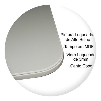 Imagem de Mesa Jantar Pandora Tampo Quadrado Laca Com Vidro 80cm Off White