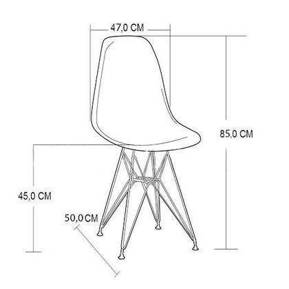Imagem de Mesa Jantar Redonda 110cm Preta Clips 3 Pés com 4 Cadeiras Eames Eiffel Pretas Base Cobre
