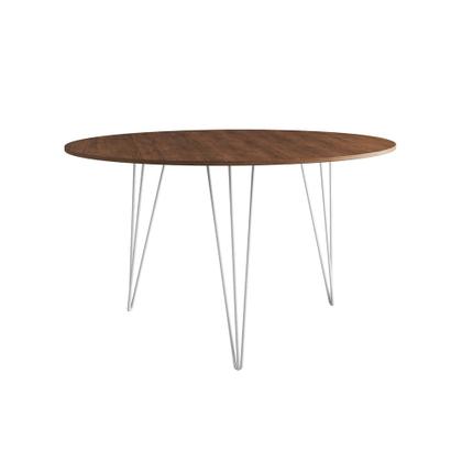 Imagem de Mesa Jantar Redonda 90cm Amêndoa Clips 3 Pés com 4 Poltronas Eiffel Eames Daw Pretas Ferro Branco
