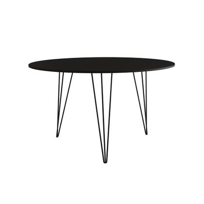 Imagem de Mesa Jantar Redonda 90cm Preta Clips 3 Pés com 4 Poltronas Eiffel Eames Daw Pretas Ferro Preto